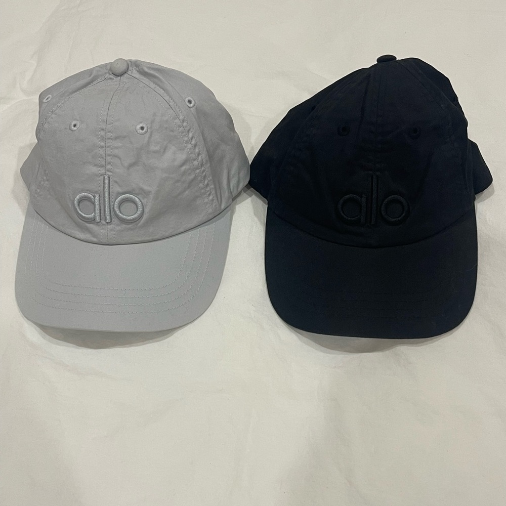 ALO Yoga Light Gray and Dark Black Hats
